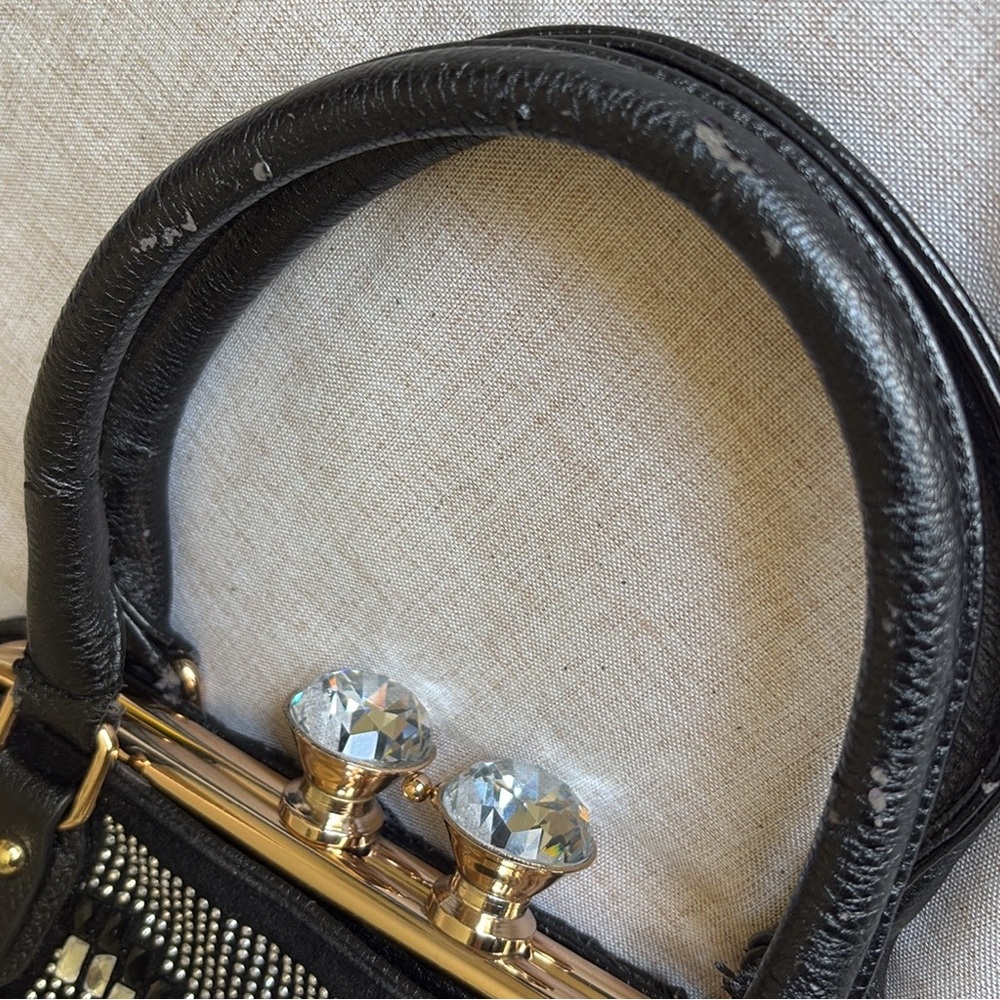 Black and Silver Sparkle with Gold Accent Handbag - Picture 9 of 9